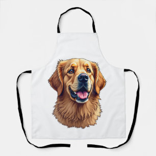 Tablier T-shirt vintage visage de Golden Retriever patriot