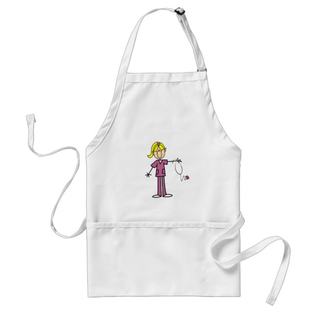Tablier T-shirts Blond Female Stick Figure Nurse (Devant)