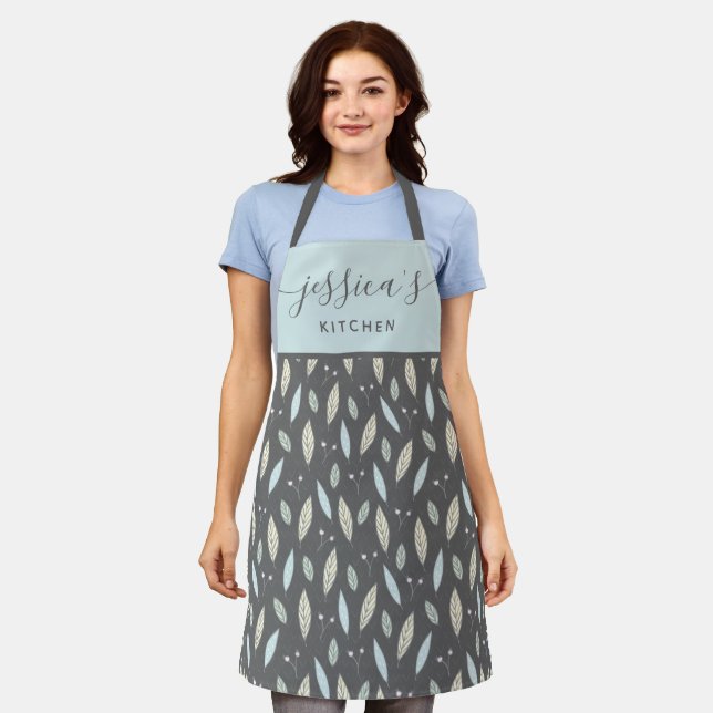 Tablier Tabard à impression botanique sur toute la surface (Porté)