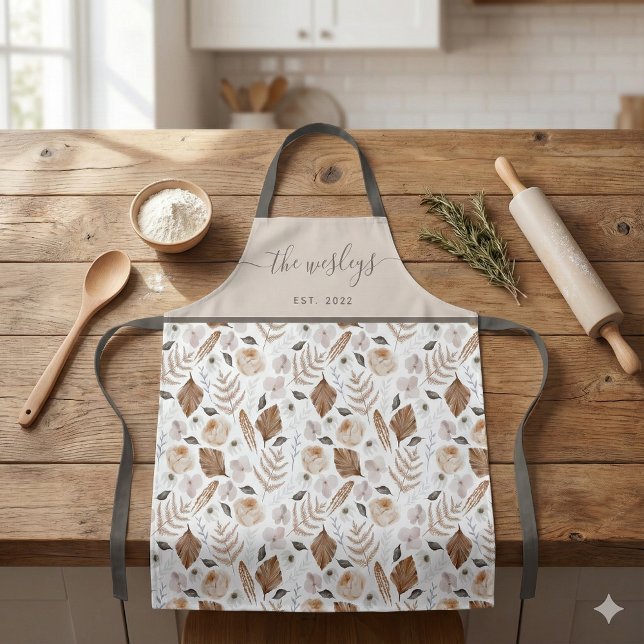 Tablier Tabard à impression fleurie bohème intégrale (This beautiful boho personalized apron would make a great bridal shower gift! )