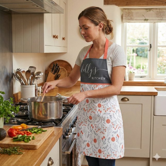 Tablier Tabard à Impression Florale Partout (This beautiful personalized apron would make a great bridal shower or birthday gift! )
