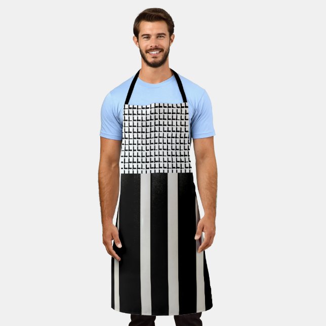Tablier Tabard à rayures noir et blanc imprimé partout (Porté)