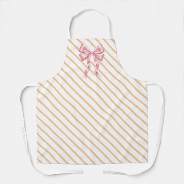 Tablier Tabard avec nœud coquet rose et rayures orange (Recto)