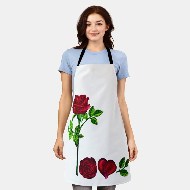 Tablier Tabard d'art Rose Romantique – Dessin LOVE Peint à (Porté)