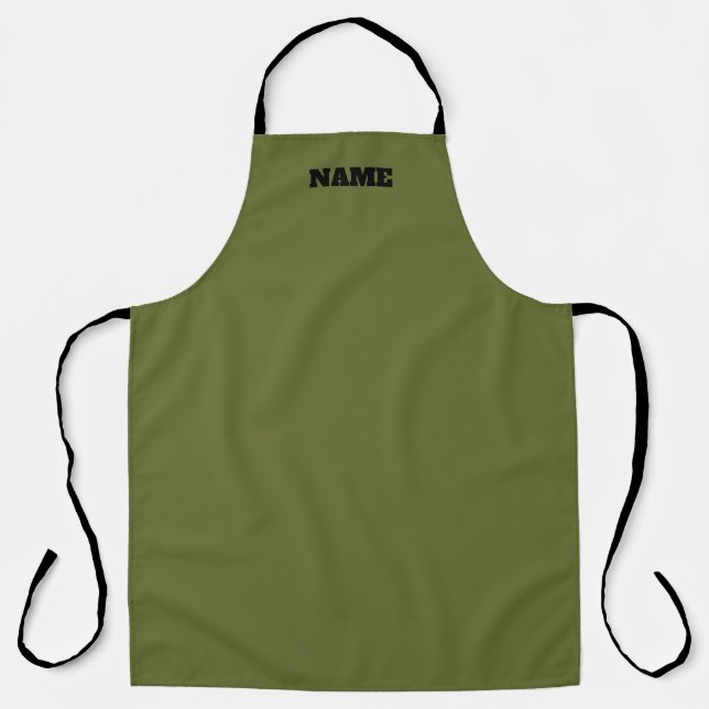 Tablier Tabard de cuisine vert OD avec nom personnalisé (Recto)