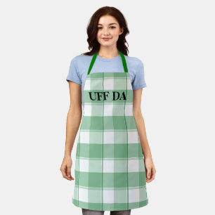 Tablier Tabard de ferme vert Uff Da tout-imprimé