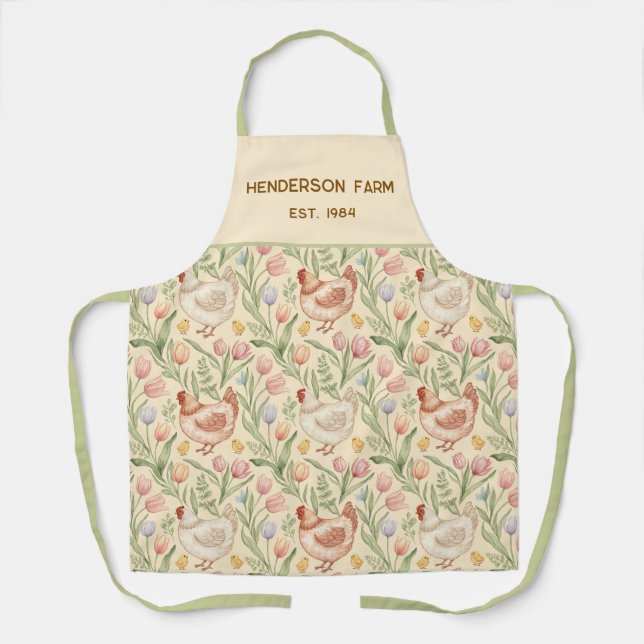 Tablier Tabard de poule personnalisé de ferme (Recto)