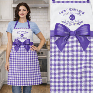 Tablier Tabard drôle et élégant à carreaux violets avec nœ