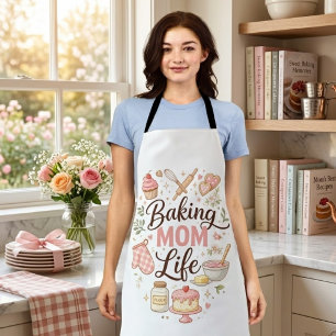 Tablier Tabard Imprimé "Baking Mom Life" - Joli Pastel
