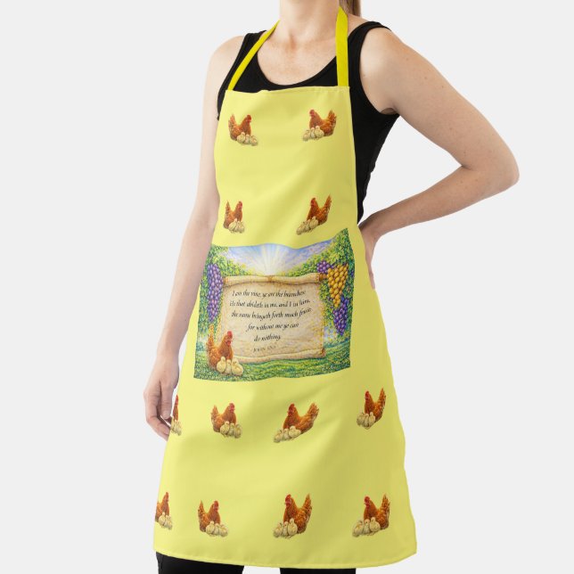 Tablier Tabard Jaune Intégral avec Poules & Verset Bibliqu (Insitu)