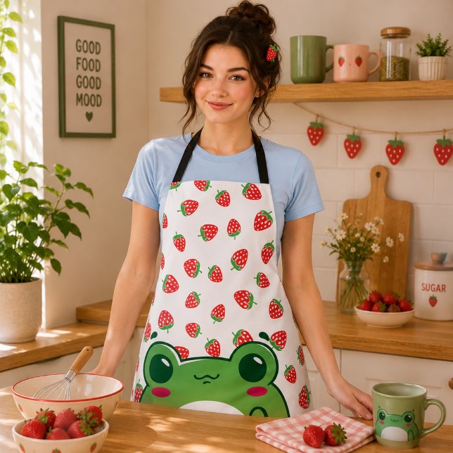 Tablier Tabard Kawaii Grenouille Fraise (Créateur téléchargé)