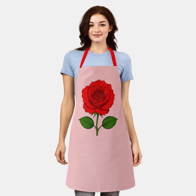 Tablier Tabard Rose Rouge (Porté)