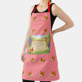 Tablier Tabard Rouge Intégral avec Poules & Verset Bibliqu