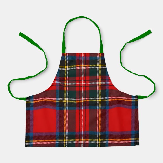 Tablier Tabard Royal Stewart Carreaux Rouges Sangle Verte (Recto)