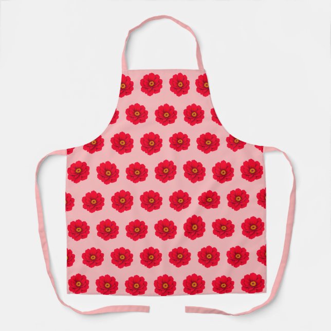 Tablier Tabard sans couture à motif de fleur rouge (Recto)