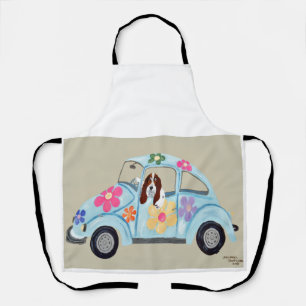 Tablier Tabardier Imprimé Basset Hound dans une voiture Hi