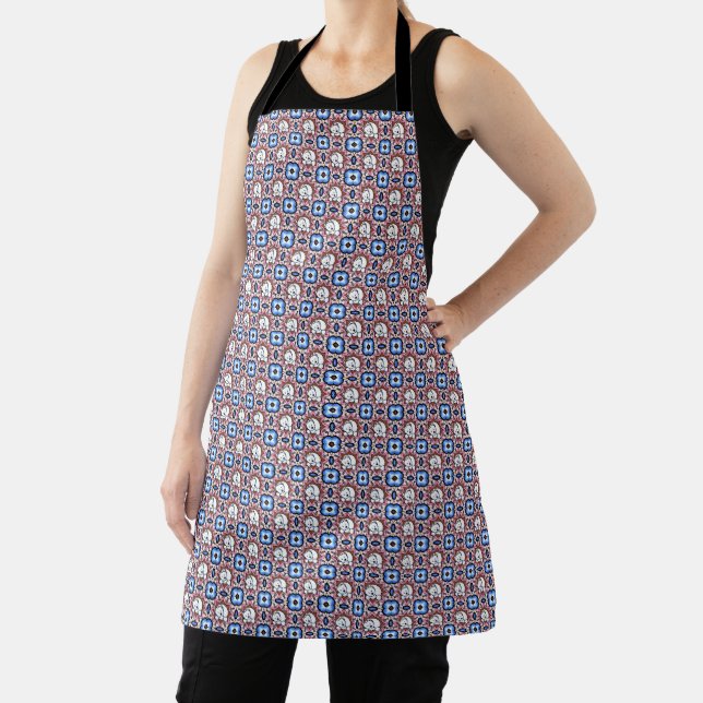 Tablier Tabardier Imprimé Fleurs Bleues Westie (Insitu)