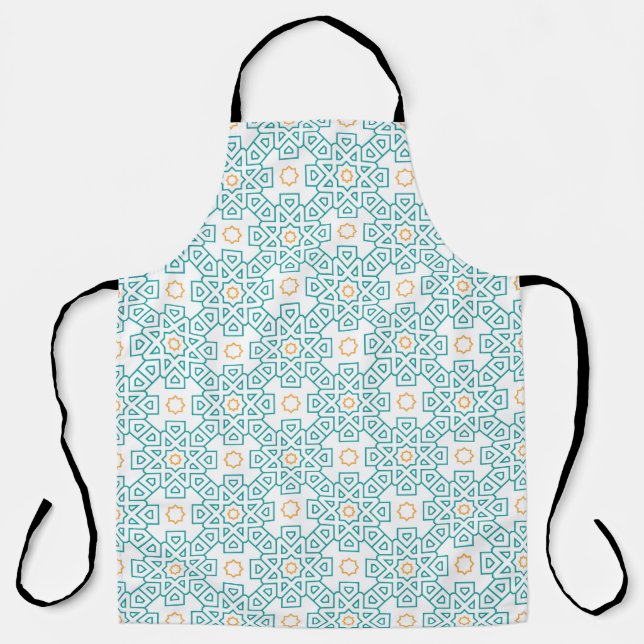 Tablier Tabardier Imprimé Partout Teal & Or Arabesque Chef (Recto)