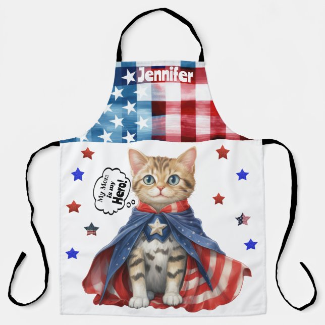 Tablier Tabby Super Cute Chat Maman Tout-En-Dessus Imprime (Recto)