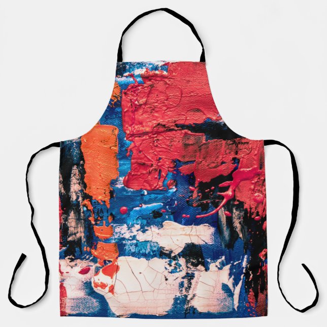 Tablier Tableau bleu, orange, rouge et noir (Recto)