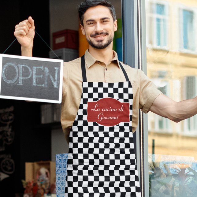 Tablier Tableau de bord Cuisine italienne Chef avec nom (Créateur téléchargé)