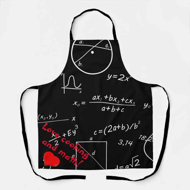 Tablier Tableau noir de maths Amour de la cuisine et des m (Recto)