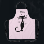 Tablier Tablette noire atomique rétro Tablette personnalis<br><div class="desc">Cinquante rétro look chat noir personnalisé tablier de cuisine idée cadeau cinquantaine style.</div>