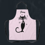 Tablier Tablette noire atomique rétro Tablette personnalis<br><div class="desc">Cinquante rétro look chat noir personnalisé tablier de cuisine idée cadeau cinquantaine style.</div>