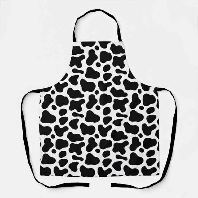 Tablier taches noires et blanches, motif vache (Recto)
