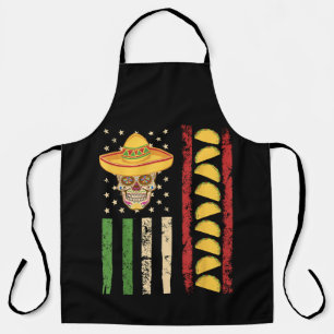 Tablier Taco de crâne de sucre de drapeau mexicain Cinco D