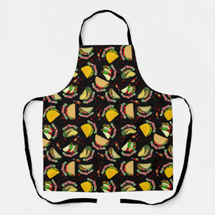 Tablier Taco mardi Tacos dur et doux Sauce chaude Noir