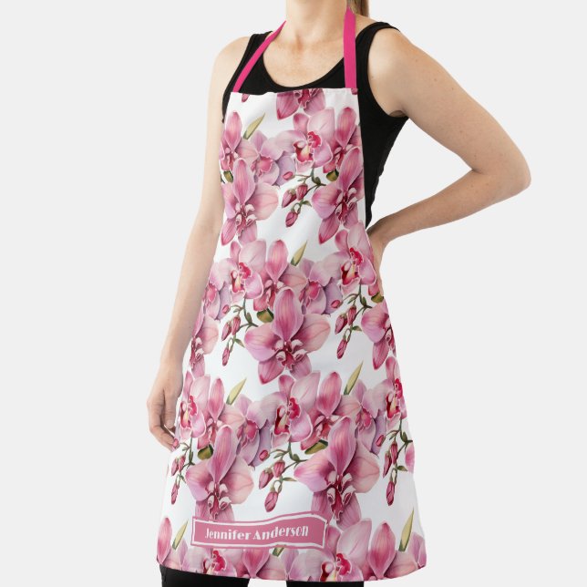 Tablier Taille Grande Orchidée Fleurie Rose Féminin  (Insitu)