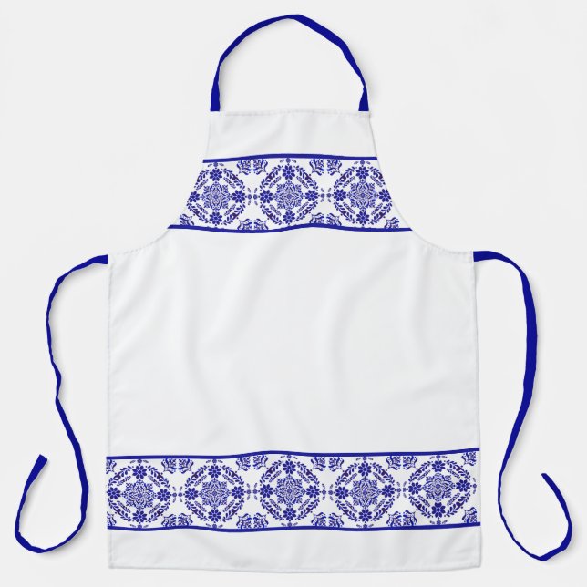 Tablier Talavera trois bleu et blanc (Recto)