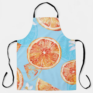 Tablier Tangerines Aquarelle : Bleu Tissu Luxueux