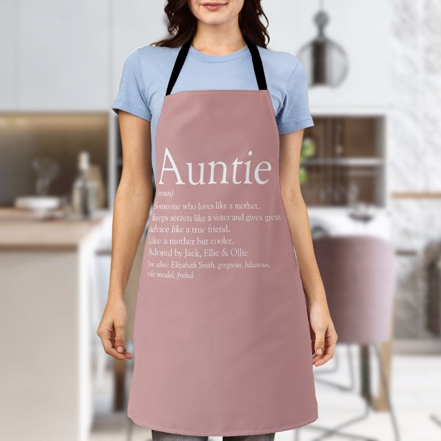 Tablier Tante Tante Définition Moderne Dusty Rose rose (Aunt Auntie Definition Modern Dusty Rose Pink Apron)