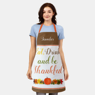 Tablier Taperie de citrouille et de feuilles Thanksgiving