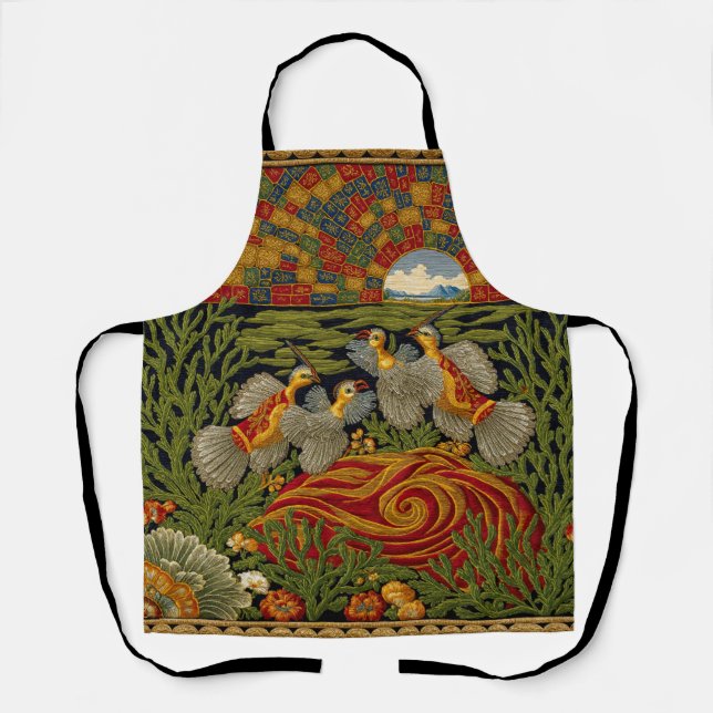 Tablier Tapisserie de style rétro Oiseaux exotiques (Recto)