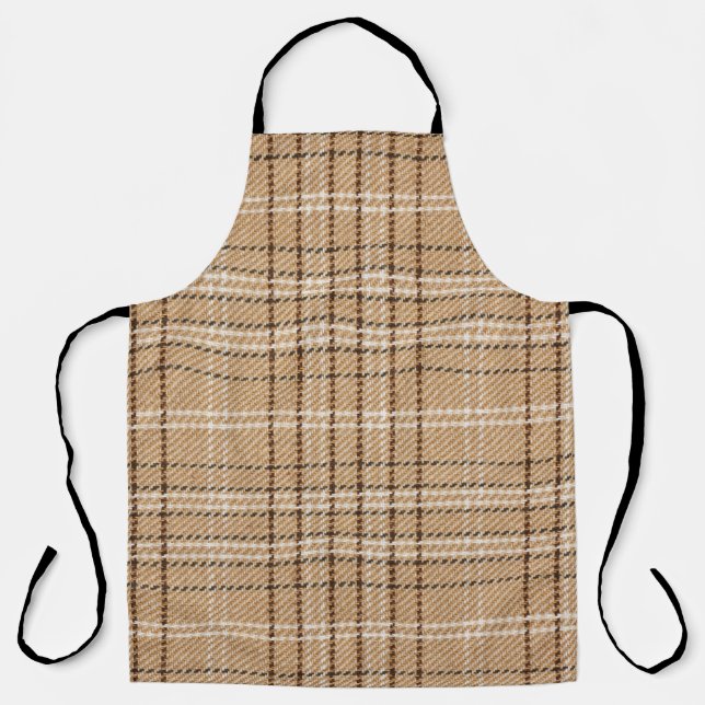 Tablier Tartan Beige : Tissu Plaid Classique. (Recto)