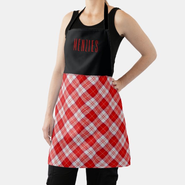 Tablier Tartan Chef Menzies Rouge des Highlands (Insitu)