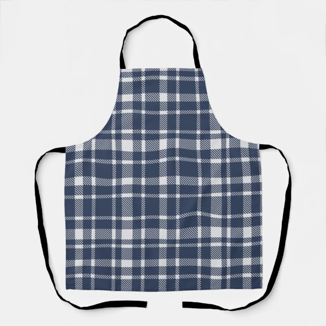 Tablier Tartan classique Motif-marine et blanc (Recto)