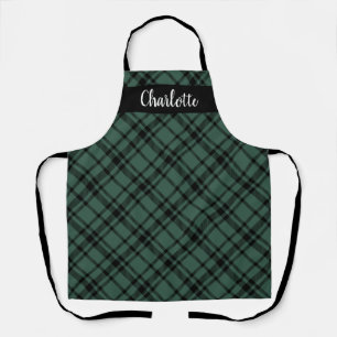 Tablier Tartan écossais vert classique avec monogramme