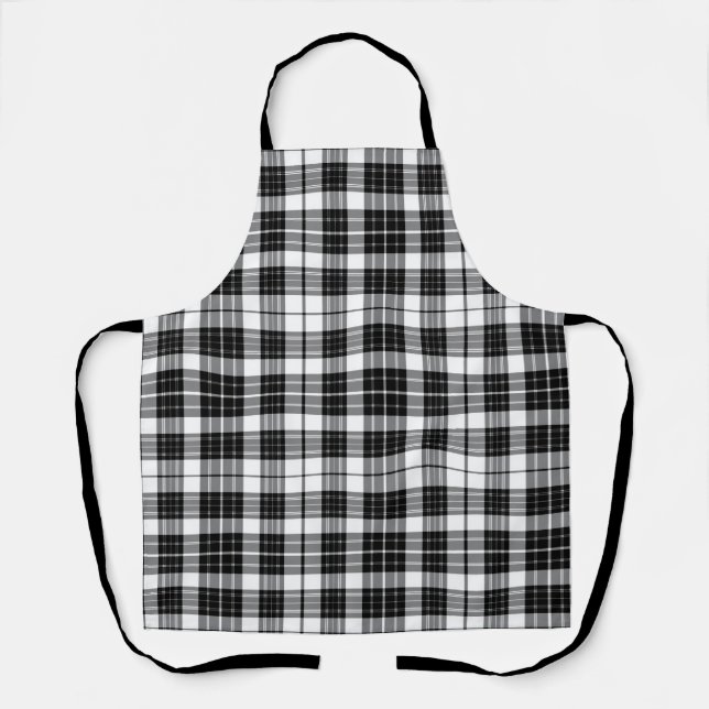 Tablier Tartan noir et blanc élégant (Recto)