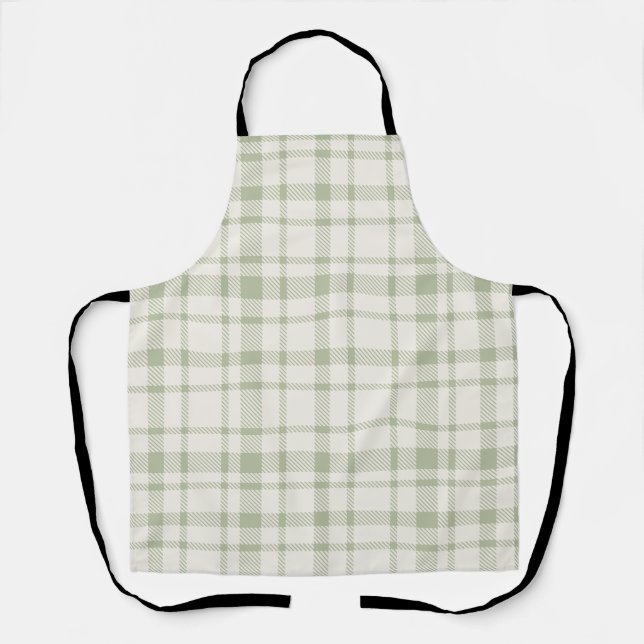 Tablier Tartan Plaid classique Motif-Mint vert et crème (Recto)