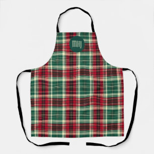 Tablier Tartan Plaid de Noël Monogramme personnalisé – Tab
