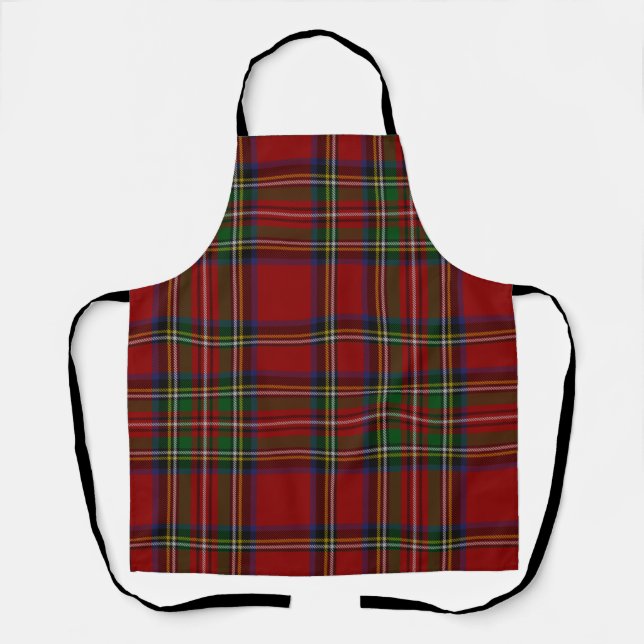 Tablier Tartan Plaid Rouge Stewart pour Noël (Recto)