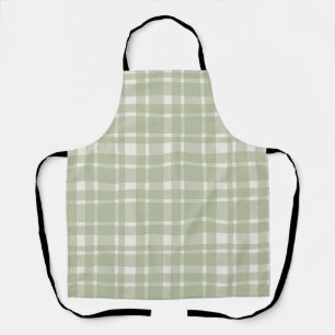 Tablier Tartan plat classique Motif-doux vert & ivoire