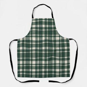 Tablier Tartan plat classique Motif-émeraude & crème