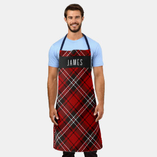 Tablier Tartan rouge moderne plaqué personnalisé