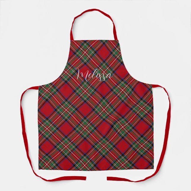 Tablier Tartan Rustique Rouge et Vert Stewart (Recto)