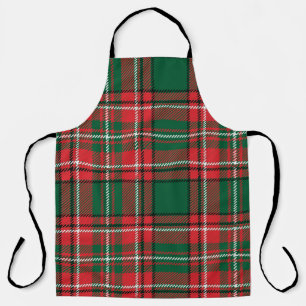 Tablier Tartan traditionnel : motif plaid rouge-vert.